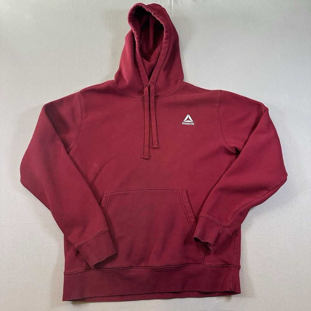Men's Reebok Logo Fleece XL Cotton Blend Red Hoodie